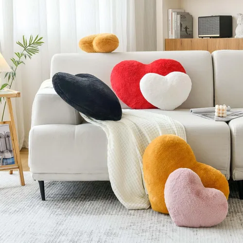 Miniatura 3 de XVTRU Almohadas de Corazón Negro, Linda Almohada Decorativa de Corazón, Almohadas en Forma de Corazón para Cama, Cojín de Almohada de Decoración