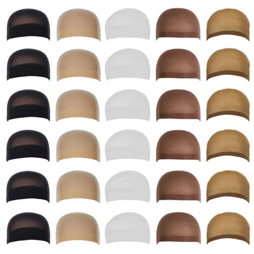 DEPHNARSA - 24 gorras de peluca de nailon elástico de colores surtidos para pelucas, gorras de peluca para mujeres y hombres (surtido)