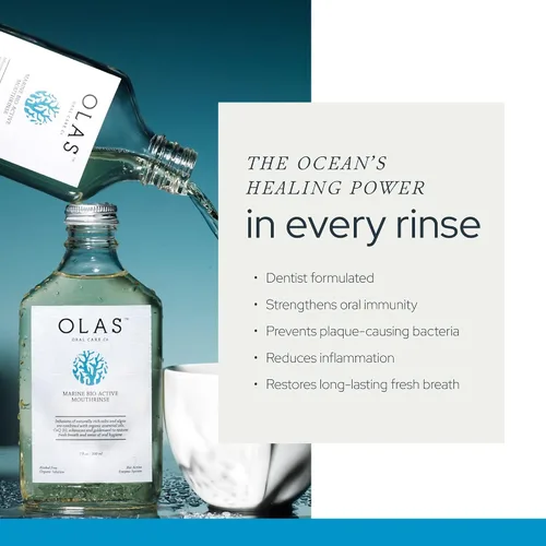 Miniatura 3 de Olas Enjuague Bucal Sin Alcohol y Enjuague Oral - Enjuague Bucal Marino Bioactivo con Aceites Esenciales y Antioxidantes para un Microbioma Oral