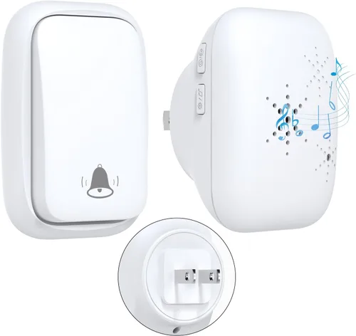 Miniatura 12 de Timbre inalámbrico autoalimentado con enchufe de EE. UU., sin batería, distancia de 38 canciones, timbre de puerta para exteriores, impermeable