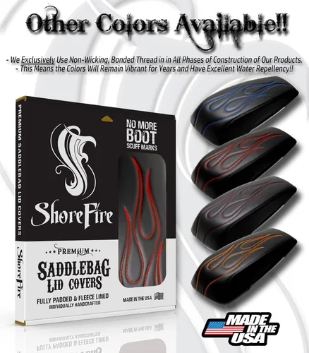 Miniatura 8 de 1993-2013 Premium Flame Saddlebag Tapas Tapas para Harley Davidson Negro
