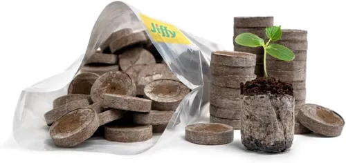Miniatura 13 de 100 unidades - Jiffy 36 mm de pellets de turba y tierra para semillas, tapones para inicio de semillas: iniciador de semillas para interiores