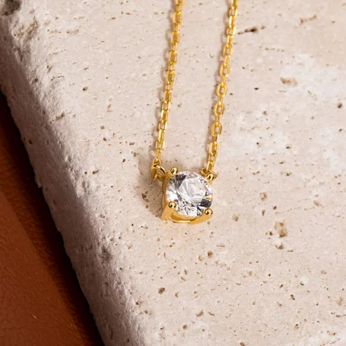 Miniatura 3 de S.Leaf - Collar con colgante de plata de ley con circonia cúbica y solitario, para mujer