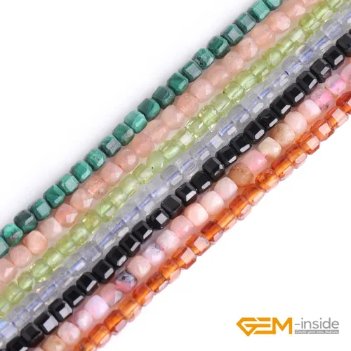 Miniatura 6 de GEM-Inside - Cuentas espaciadoras pequeñas de 0.098 in de espinela negra natural, cuentas espaciadoras en forma de cubo facetado, cuentas para hacer