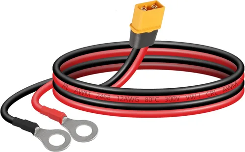 SinLoon XT60 - Cable de terminal de anillo tórico 12AWG 23.6 pulgadas XT60H macho a junta tórica, cable conector para aviones RC, juguete, autos,