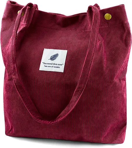 Miniatura 173 de Ayieyill - Bolsa de pana para mujer y niña, con correa de lona para colgar al hombro, bolsa con bolsillo