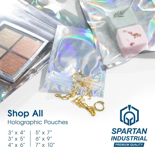 Miniatura 7 de Spartan Industrial - Bolsas holográficas de aluminio de 3 x 4 pulgadas - Paquete de 1000 bolsas resellables a prueba de olores para alimentos, cera
