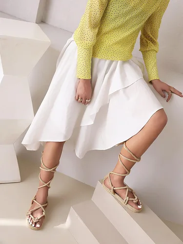 Miniatura 3 de Huntarry Alpargatas con cordones para mujer, estilo casual, cómodo, para caminar, zapatos planos suaves