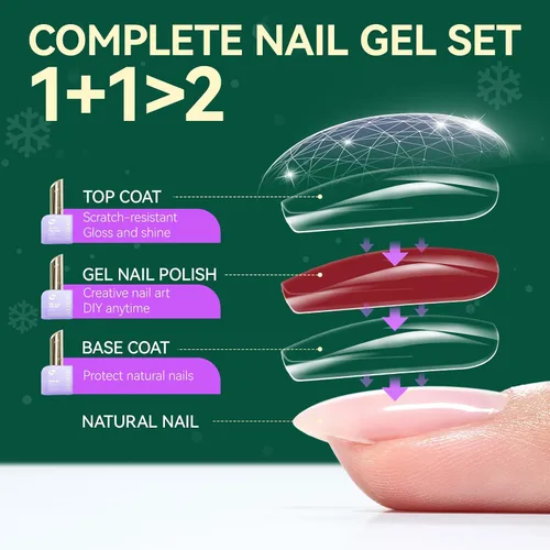 Miniatura 7 de gelike ec Juego de esmaltes de gel de Navidad: esmalte de uñas de gel altamente pigmentado con capa base libre de hema y tarjetas