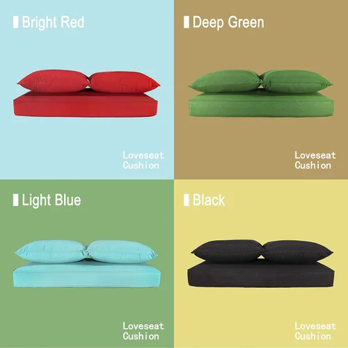 Miniatura 5 de Cojines para muebles de patio, cómodos cojines de asiento profundo, para asiento de dos plazas, para interiores y exteriores, color negro
