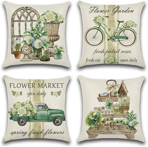 Miniatura 11 de Artscope Juego de 4 fundas de almohada impermeables de 12 x 20 pulgadas, con patrón de hortensias y loto, perfectas para exteriores, patio, jardín