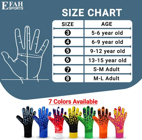 Miniatura 6 de Guantes de portero de fútbol para niños, jóvenes y adultos profesionales con palmas de protección y agarre reforzado Gris