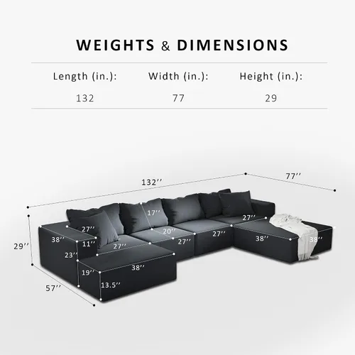 Miniatura 2 de Sofá interior minimalista, sofá de nube tapizado de combinación gratuita, sofá modular de chenilla con almohadas, cómodo para sala de estar, Negro