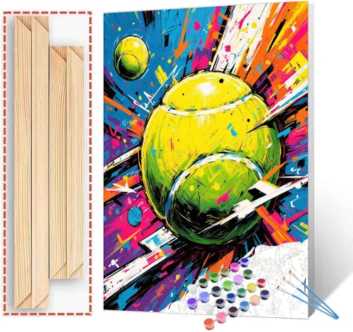 Miniatura 12 de Aihonmin Pintura por números, tema de baloncesto, kit de pintura al óleo para niños y adultos, pintura de dibujo de 16 x 20 pulgadas, pigmento Bola