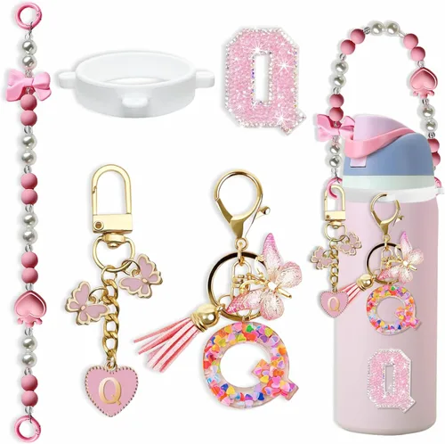 Miniatura 112 de Lindo Juego de Dijes de Letras para Botella de Agua Owala de 24oz, 32oz, 40oz, Owala Kids y Vaso de Café, FreeSip – Incluye Correa con Asa, para Rosa