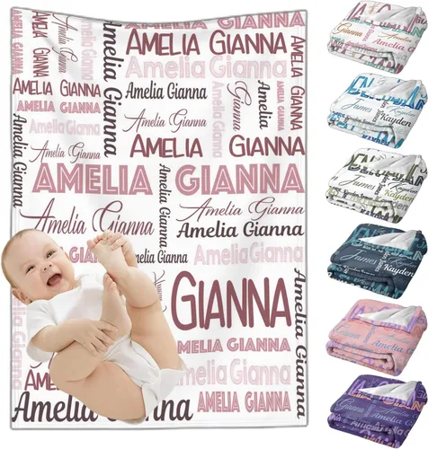 Miniatura 18 de Mantas de bebé personalizadas para niñas y niños, mantas de bebé personalizadas con nombre para niños y niñas, regalos personalizados para bebés