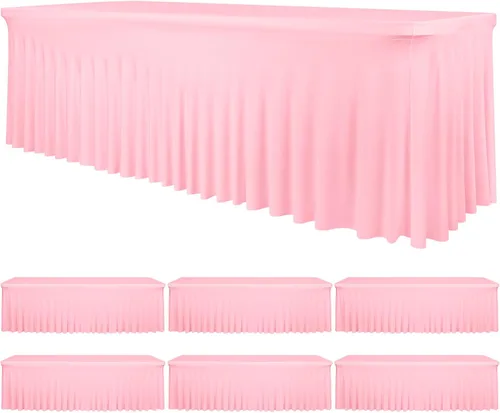 Miniatura 16 de fani Paquete de 2 faldas de mesa elásticas negras para mesa rectangular de 6 pies, manteles elásticos de elastano lavables con falda, mantel