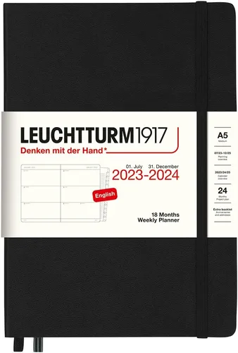 Miniatura 4 de LEUCHTTURM1917 - Agenda semanal de 18 meses de tapa dura mediana A5, julio de 2023 - diciembre de 2024, inglés, tapa dura, lila