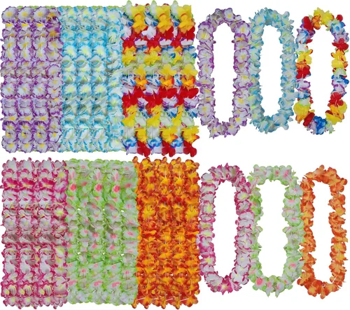 Miniatura 7 de Leis for Luau Party - 24 unidades Leis de flores gruesas y exuberantes para fiestas Luau, graduaciones, cumpleaños y bodas en la playa
