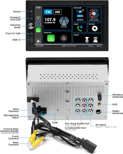 Miniatura 4 de BOSS Audio Systems BV9358B Estéreo para automóvil - CarPlay Android Auto inalámbrico, doble Din, pantalla táctil de 7 pulgadas, Bluetooth, sin