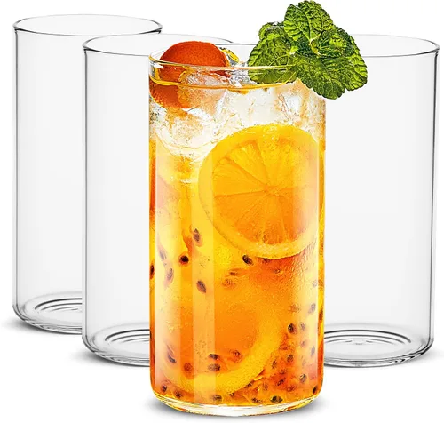 Miniatura 11 de LUXU Vasos para beber de 12 onzas, juego de 4 vasos altos finos, cristalería de bar elegante para agua, jugo, cerveza, bebidas y cócteles y bebidas