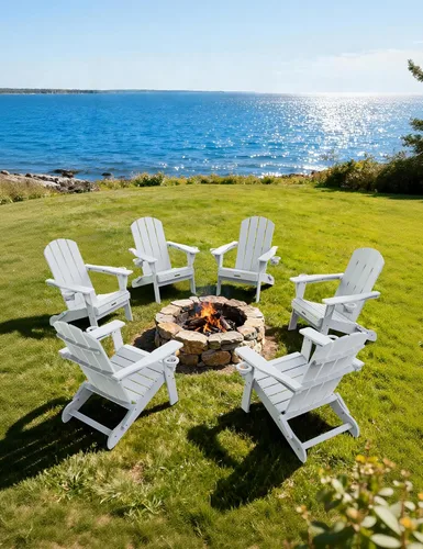 Miniatura 40 de Silla Adirondack Plegable, Sillas Adirondack de Plástico con Textura de Madera con 2 Portavasos, Silla para Hoguera de HDPE Resistente a