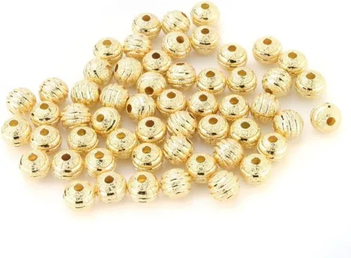 Miniatura 5 de 50pcs 0.315 in Corrugado Patrón de Cinta Redonda Cuentas 18K Oro Amarillo Chapado Espaciador para DIY Artesanía Joyería Fabricación CF233-8