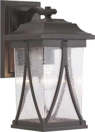 Miniatura 11 de Progress Lighting Abbott Collection - Farol de pared pequeño de cristal transparente con semilla para exteriores, 1 luz, bronce antiguo
