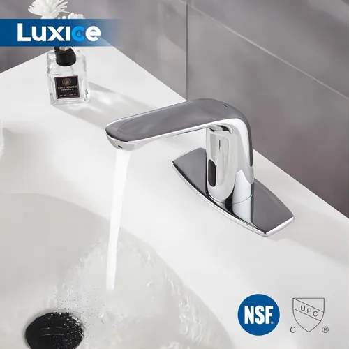 Miniatura 3 de Grifo de lavabo de baño cromado sin contacto - Sensor de movimiento automático funciona con batería para baño comercial Cromo-3