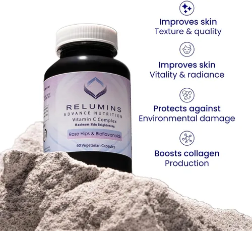 Miniatura 6 de Relumins Advance Vitamina C - Complejo iluminador de la piel MAX con escaramujos y bioflavonoides - 180 cápsulas
