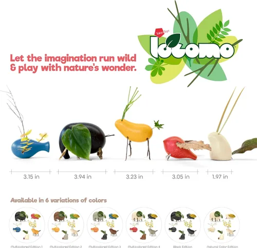 Miniatura 5 de Taksa Toys Locomo & Resources Set: 72 piezas de bloques de construcción Montessori y 5 figuras de animales de madera de color natural, juego