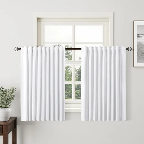 Miniatura 19 de Natural Linen 100% Blackout Curtains for Bedroom 98 Inch Length 2 Panels Set Back Tab Cream Neutral Farmhouse Living Room Darkening Curtain Track