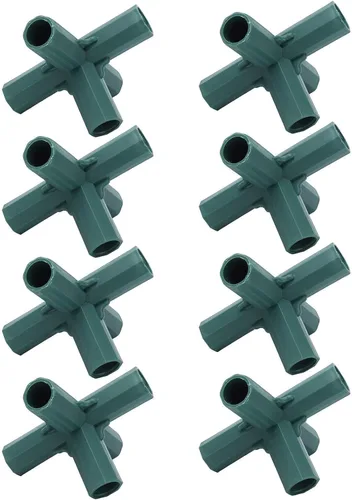8 conectores de marco de jardinería, conector de esquina de 5 vías, estacas para plantas de esgrima, soporte para plantas, marco de invernadero,