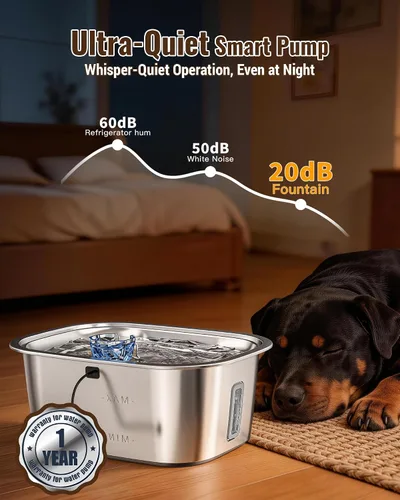 Miniatura 6 de PETNF Fuente de agua de acero inoxidable de 3 galones para perros grandes, dispensador de tazón de agua para perros con 2 filtros, ventana de agua