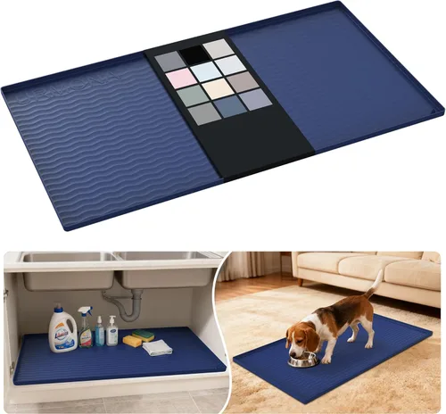 Miniatura 60 de URMONA Tapete de silicona impermeable para debajo del fregadero, 34 x 22 pulgadas, forro para estante de cocina y baño, protector de gabinetes