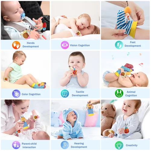 Miniatura 8 de Bloobloomax Juguetes de sonajeros para bebés de 0 a 12 meses, juguetes para bebés de 3 a 6 meses, juguetes de manos y pies para recién nacidos de 0