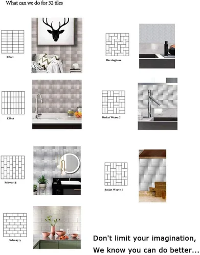 Miniatura 4 de XUANINY 32 azulejos de metal para salpicaduras de metal autoadhesivos, mosaico de aluminio autoadhesivo, adhesivo de pared 3D para cocina metro