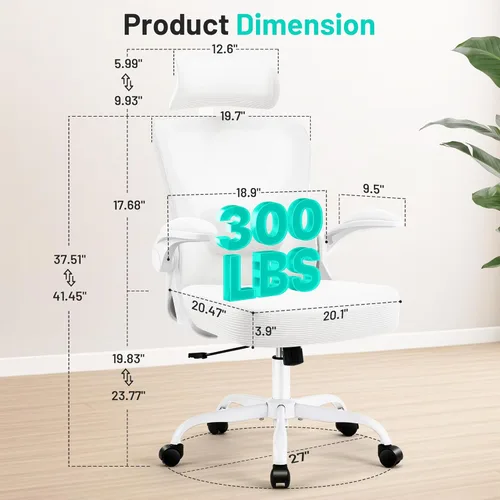 Miniatura 2 de AreShark Silla de oficina – Silla de escritorio ergonómica de malla transpirable con reposacabezas 2D y soporte lumbar ajustable – Silla ejecutiva