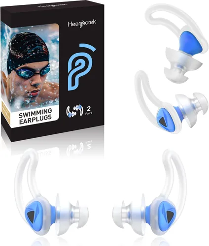 Miniatura 15 de Hearprotek 2 pares de tapones para los oídos de natación para niños, tapones para los oídos de agua suaves y reutilizables para niños para nadar