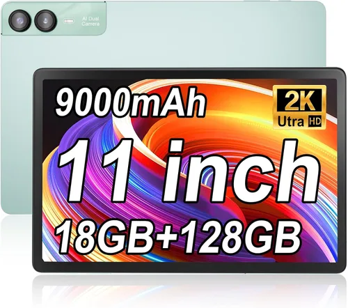 Tablet Android 14 de 11 pulgadas, 18 GB de RAM 128 GB ROM 1 TB Expand, CPU Octa-Core 2.0GHz, WiFi 5G, pantalla 2K, cámara de 13MP+5MP+5MP, batería