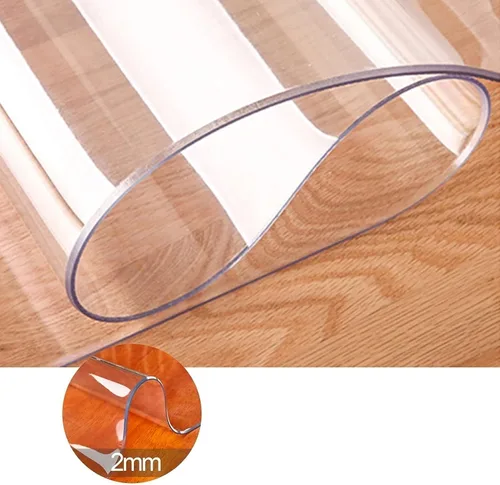 Miniatura 6 de Protector de mesa de PVC transparente redondo de 0.079 in de grosor impermeable transparente de PVC para mesa de comedor o mesa redonda de jardín