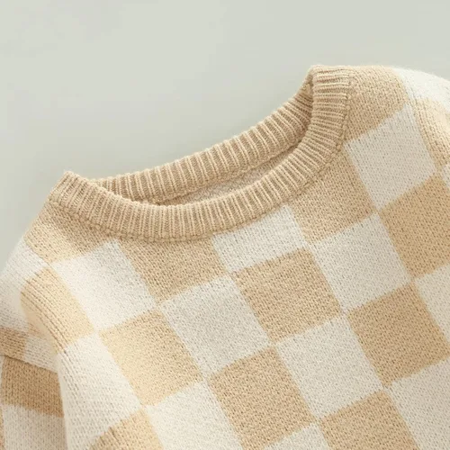 Miniatura 5 de Ropa unisex de tablero de ajedrez para bebé, niña y niño, mameluco de punto con burbujas, mameluco de una pieza