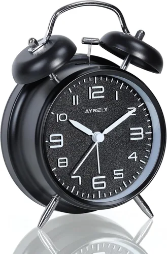 Miniatura 8 de AYRELY Reloj despertador súper ruidoso para adultos que duermen pesadamente, doble campana, retro, de 4 pulgadas, silencioso, sin tictac, cuarzo