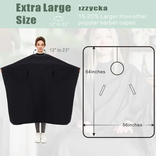 Miniatura 3 de izzycka Capa de Barbero Profesional con Sisas - Manos Libres Multiusos 64"x56" Grandes Capas de Salón Impermeables para Estilistas - Capa de Nailon