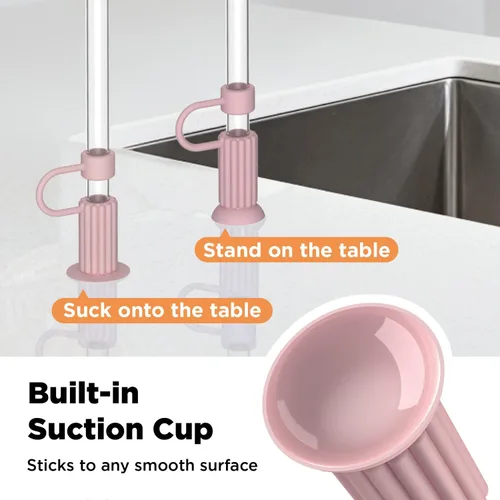 Miniatura 3 de 6P Cubiertas de Silicona para Popotes Stanley – Tapas Reutilizables para Popotes con Ventosa, Tapa a Prueba de Polvo/Fugas para Vasos de 30/40 oz