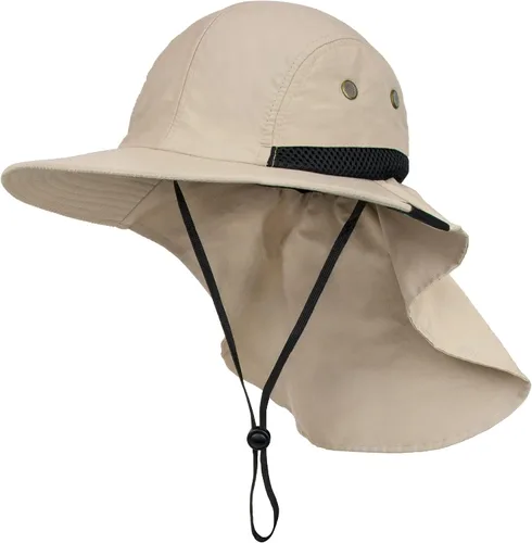 Miniatura 13 de SUN CUBE UPF50+ Sombrero de sol para hombres y mujeres con solapa para el cuello, ala ancha, protección UV, sombrero de safari para pesca