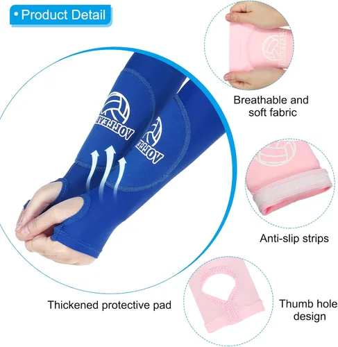 Miniatura 3 de PATIKIL Mangas de brazo de voleibol para pasar el antebrazo con almohadillas de protección, almohadillas para brazo de voleibol para jóvenes, Rosado