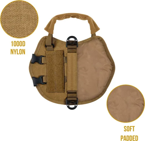 Miniatura 4 de Arnés táctico para perro, chaleco Milltary con mango vertical duradero para perros XXS Marrón