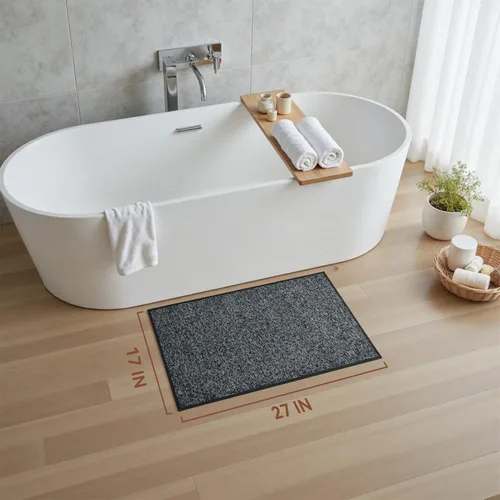 Miniatura 8 de PADOOR Tapetes de baño finos, trenzados para baño, tapetes de baño con parte trasera de goma antideslizante, lavables a máquina y de secado rápido