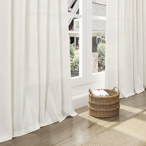 Miniatura 5 de Nanspring - Cortinas cortas de lino semitraslúcidas, con pestañas traseras y jareta, filtrado de luz; para cocina, ventana pequeña, sótano, Café